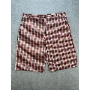 PACO JEANS Mens Size 40 Red White Black Plaid 100% Cotton Bermuda Shorts Y2k VTG